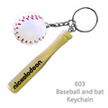 Baseball & Wooden Bat Keychain